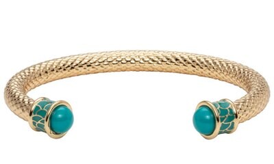 Halcyon Days Salamander Turquoise Gold Torque Bangle Bracelet BRSAL14STG, MPN: BRSAL14STG,
