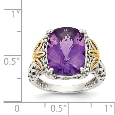 Amethyst Ring Sterling Silver &amp; 14k Gold QTC684, MPN: QTC684, 883957680897