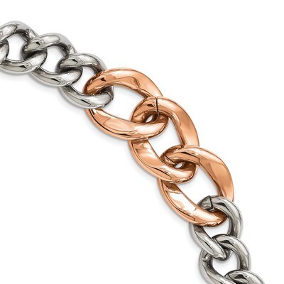 Rose IP Plated 7.5inch Bracelet Stainless Steel Polished SRB2139-7.5 by Chisel, MPN: SRB2139-7.5, 1…