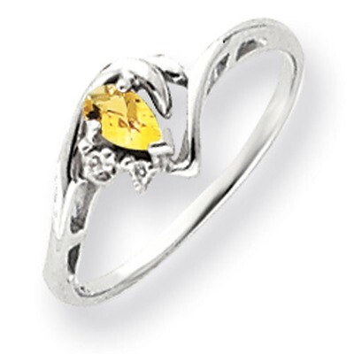Citrine Diamond Ring 5x3mm Pear 14k white Gold Y4628CI/A, MPN: Y4628CI/A, 883957466088