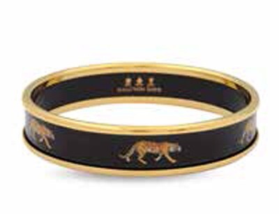 Halcyon Days 1cm MW Tiger Black Gold Medium Bangle Bracelet Hand Decorated PBMWT0210GM, MPN: PBMWT0…