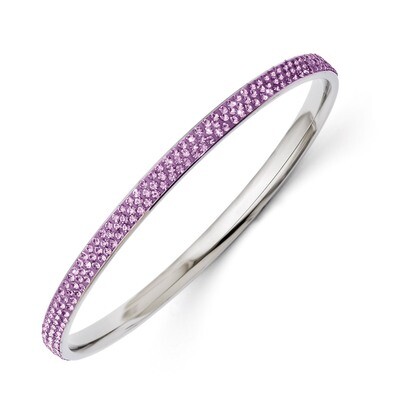 Polished Light Purple Crystal Rounded Bangle - Stainless Steel SRB1209 by Chisel, MPN: SRB1209,