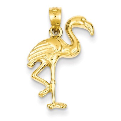 Open-Backed Flamingo Pendant 14k Gold Solid Polished C2559, MPN: C2559, 883957857879