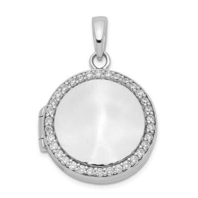 23mm Circle Locket Sterling Silver CZ Diamond QLS950, MPN: QLS950, 886774040905