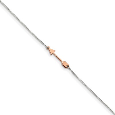 Rose-tone Polished Arrow with 1 inch Extender Anklet Sterling Silver QG4189-9, MPN: QG4189-9, 88677…