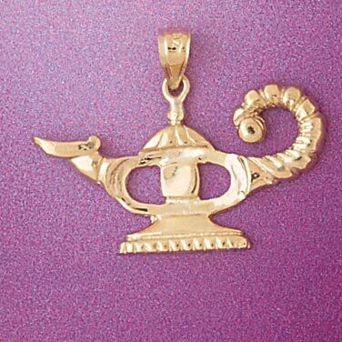 Dazzlers Jewelry Aladdin Lamp Pendant Necklace Charm Bracelet in Yellow, White or Rose Gold 4822, M…