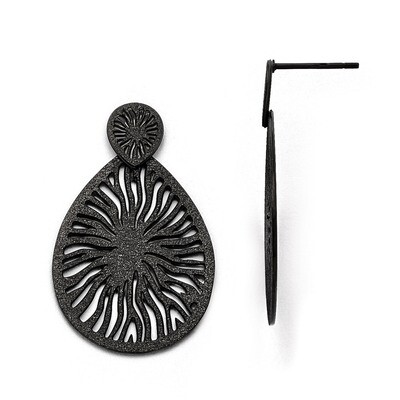 Polished Laser Cut Black IP-plated Post Dangle Earrings - Stainless Steel SRE825 by Chisel, MPN: SR…