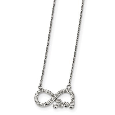 Inifinity Love Necklace Sterling Silver CZ QG4399-18, MPN: QG4399-18, 886774116822