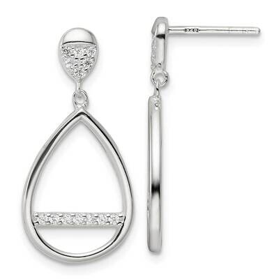 Teardrop Dangle CZ Diamond Post Earrings Sterling Silver Polished QE16254, MPN: QE16254, 1969041688…
