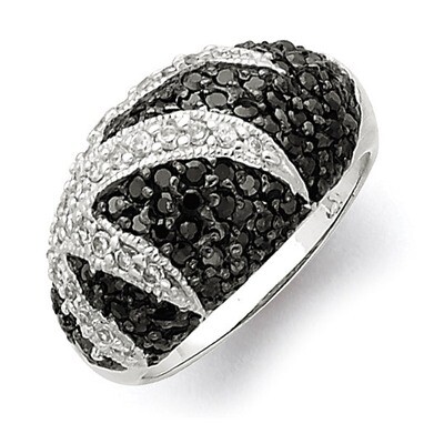 Sterling Silver Antiqued Black &amp; White Diamond Ring QR2173-7