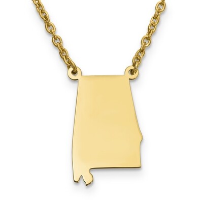 Alabama State Pendant Necklace with Chain 14k Yellow Gold Engravable XNA706Y-AL, MPN: XNA706Y-AL, 8…