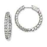 Diamond In and Out Hinged Hoop Earrings Sterling Silver Rhodium-plated QE7959, MPN: QE7959, 8867747…