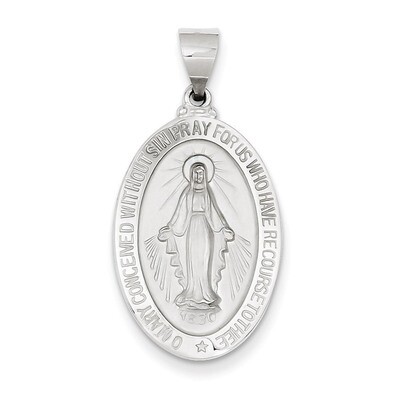 Polished and Satin Miraculous Medal Pendant 14k White Gold XR1278, MPN: XR1278, 883957450254