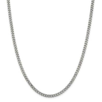 4.5mm Curb Chain 28 Inch Sterling Silver Rhodium-Plated QCB120R-28, MPN: QCB120R-28,