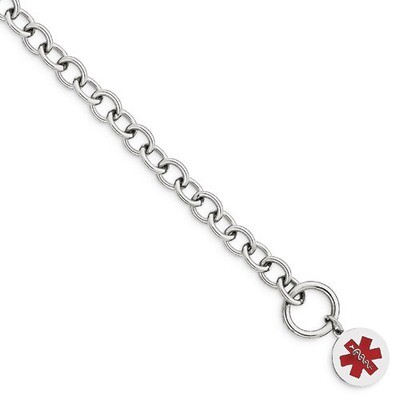 8.75 Inch Enameled Disc Medical ID Bracelet Engravable Sterling Silver XSM118-8.75, MPN: XSM118-8.7…