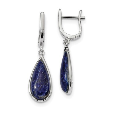 Lapis Teardrop Hinged Earrings Sterling Silver Rhodium-plated QE14002, MPN: QE14002, 191101319785