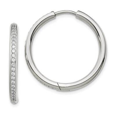 Cz 2.50mm Hinged Hoop Earrings Stainless Steel Polished SRE1376, MPN: SRE1376, 191101867095