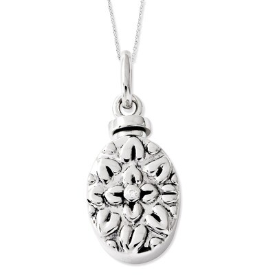 Antiqued Flower Ash Holder 18 Inch Necklace Sterling Silver with Diamonds QSX534, MPN: QSX534, 8867…