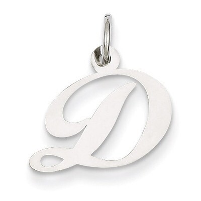Small Fancy Script Initial D Charm 14k White Gold YC651D, MPN: YC651D, 191101634413