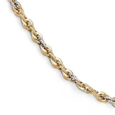 Leslie&#39;s Diamond-cut Fancy Link Bracelet 8 Inch 14k Two-tone Gold Polished HB-LF598-8, MPN: LF598-8…