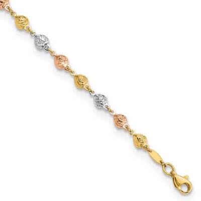 Polished Diamond-Cut Hearts 7.5 Inch Bracelet 14k Tri-Color Gold FB1903-7.5, MPN: FB1903-7.5, 88395…