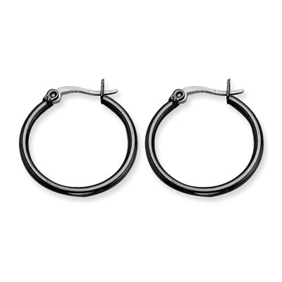 Black IP plated 26mm Hoop Earrings - Stainless Steel SRE566 by Chisel, MPN: SRE566, 883957572772