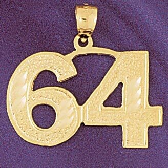 Dazzlers Jewelry Number 64 Pendant Necklace Charm Bracelet in Yellow, White or Rose Gold 950964, MP…