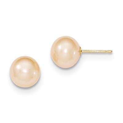 8-9mm Pink Round Cultured Pearl Stud Earrings 14k Gold X80PPI, MPN: X80PPI, 191101433375