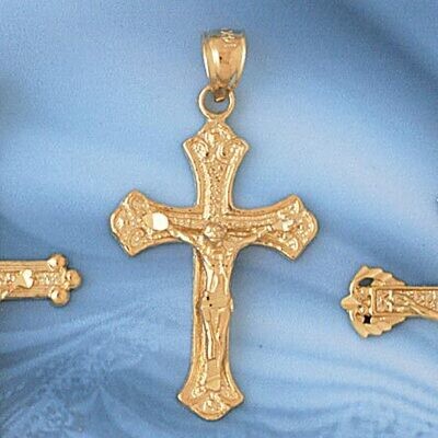 Dazzlers Jewelry Jesus Christ on Cross Pendant Necklace Charm Bracelet in Yellow, White or Rose Gol…