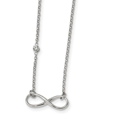 CZ Diamond Infinity Knot Necklace 18 Inch Sterling Silver Rhodium-plated QG4395-18, MPN: QG4395-18,…