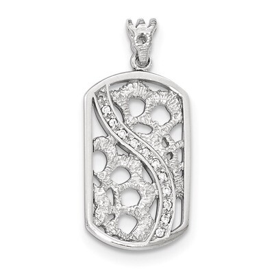 Rhodium-plated Oval Rectangle Pendant Sterling Silver QP4357