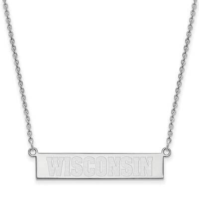 University of Wisconsin Small Bar Necklace Sterling Silver Rhodium-plated SS099UWI-18, MPN: SS099UW…