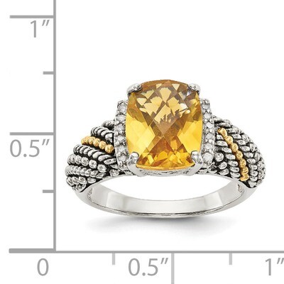 Diamond and Citrine Ring Sterling Silver &amp; 14k Gold QTC1441, MPN: QTC1441, 886774378107