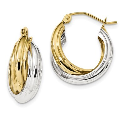 Polished Double Hoop Earrings 10k Two-tone Gold 10ER286, MPN: 10ER286, 191101169311