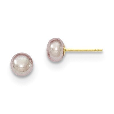 5-6mm Purple Button Cultured Pearl Stud Earrings 14k Gold X50BPU, MPN: X50BPU, 191101433108