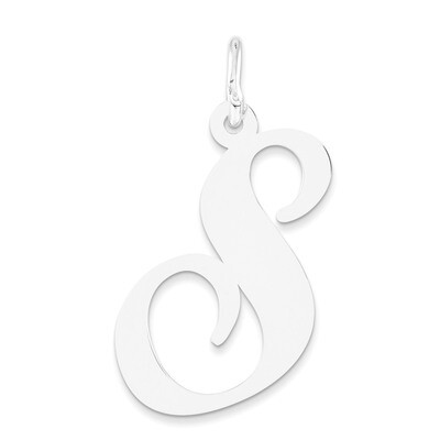 Large Fancy Script Initial S Charm 14k white Gold YC655S, MPN: YC655S, 191101634765