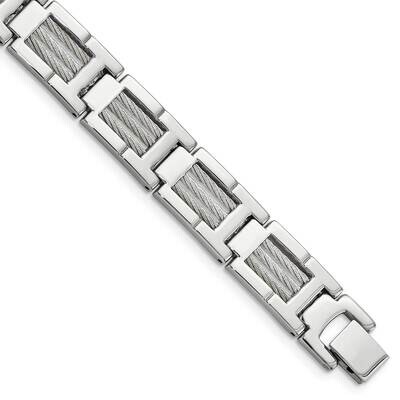 Wire Brushed &amp; Polished 8.5 Inch Bracelet Stainless Steel SRB127-8.5 by Chisel, MPN: SRB127-8.5, 88…