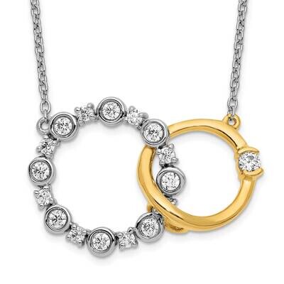 Si1/Si2, G H I, Circle Interlocking Necklace 14k Two-tone Gold Lab Grown Diamond PM7922-041-WYLG, M…