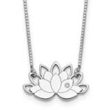 CZ Diamond Lotus Flower Necklace 15 Inch Sterling Silver Rhodium-Plated QG6153-15, MPN: QG6153-15, …