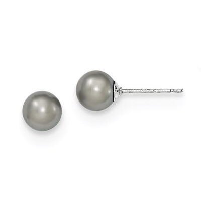 6-7mm Grey Freshwater Cultured Round Pearl Stud Earrings Sterling Silver QE12713, MPN: QE12713, 191…