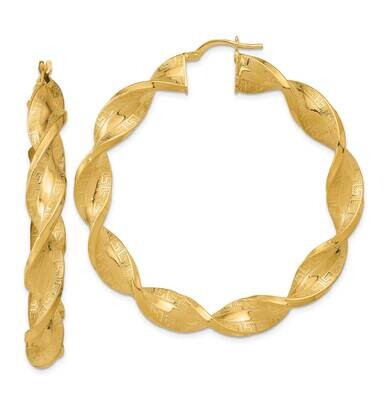 Greek Satin Twisted Hoop Earrings 14k Gold Polished TF2113, MPN: TF2113, 883957989945