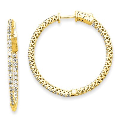 Diamond Round Hoop with Safety Clasp Earrings 14k Gold XE2001AA, MPN: XE2001AA, 191101381058