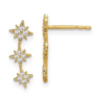 Star Drop Bar Dangle Post Earrings 14k Gold CZ Diamond GK1027 by Madi K, MPN: GK1027, 883957973449