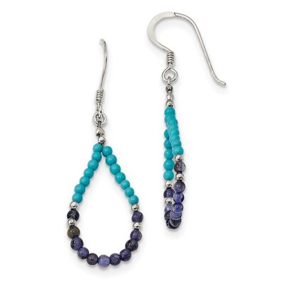 Iolite Recon. Turquoise Teardrop Shepherd Hook Earrings Sterling Silver QE13107, MPN: QE13107, 1911…