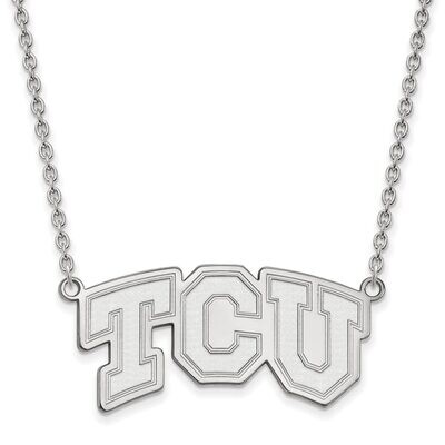 Texas Christian University Large Pendant with Chain Necklace 14k White Gold 4W006TCU-18, MPN: 4W006…