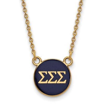 Sigma Sigma Sigma Extra Small Enameled Pendant with 18 Inch Chain Gold-plated Silver GP029SSS-18, M…