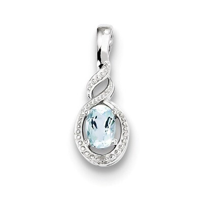 Aquamarine &amp; Diamond March Pendant Sterling Silver QBPD18MAR, MPN: QBPD18MAR, 883957569925