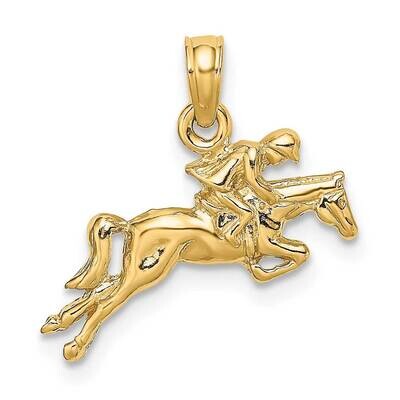Jockey On Horse Jumping Charm 14k Gold 2-D K6542, MPN: K6542, 637218045310