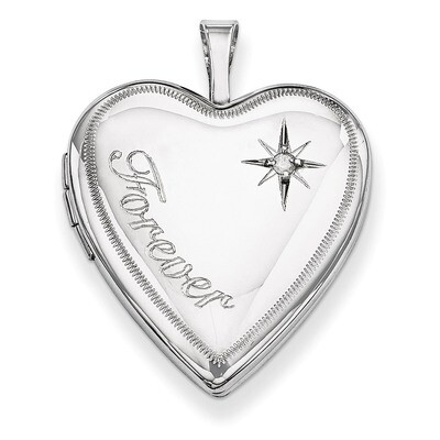 Forever Diamond Star Heart Locket Sterling Silver 20mm QLS322, MPN: QLS322, 883957552408