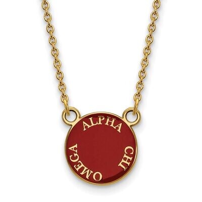 Alpha Chi Omega Extra Small Enameled Pendant with 18 Inch Chain Gold-plated Silver GP012ACO-18, MPN…
